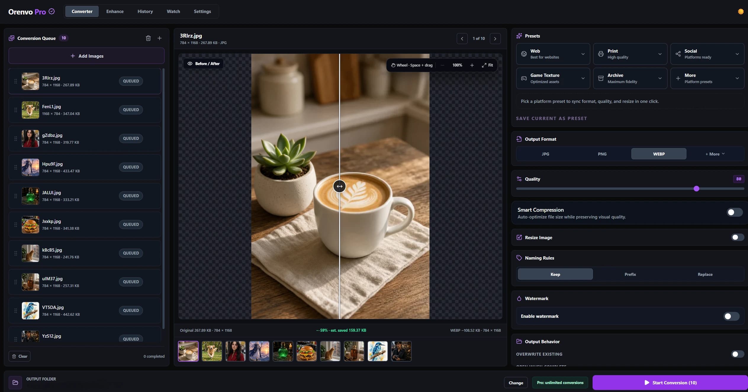 Orenvo Pro 5.4 Beta 1 unified Converter workspace