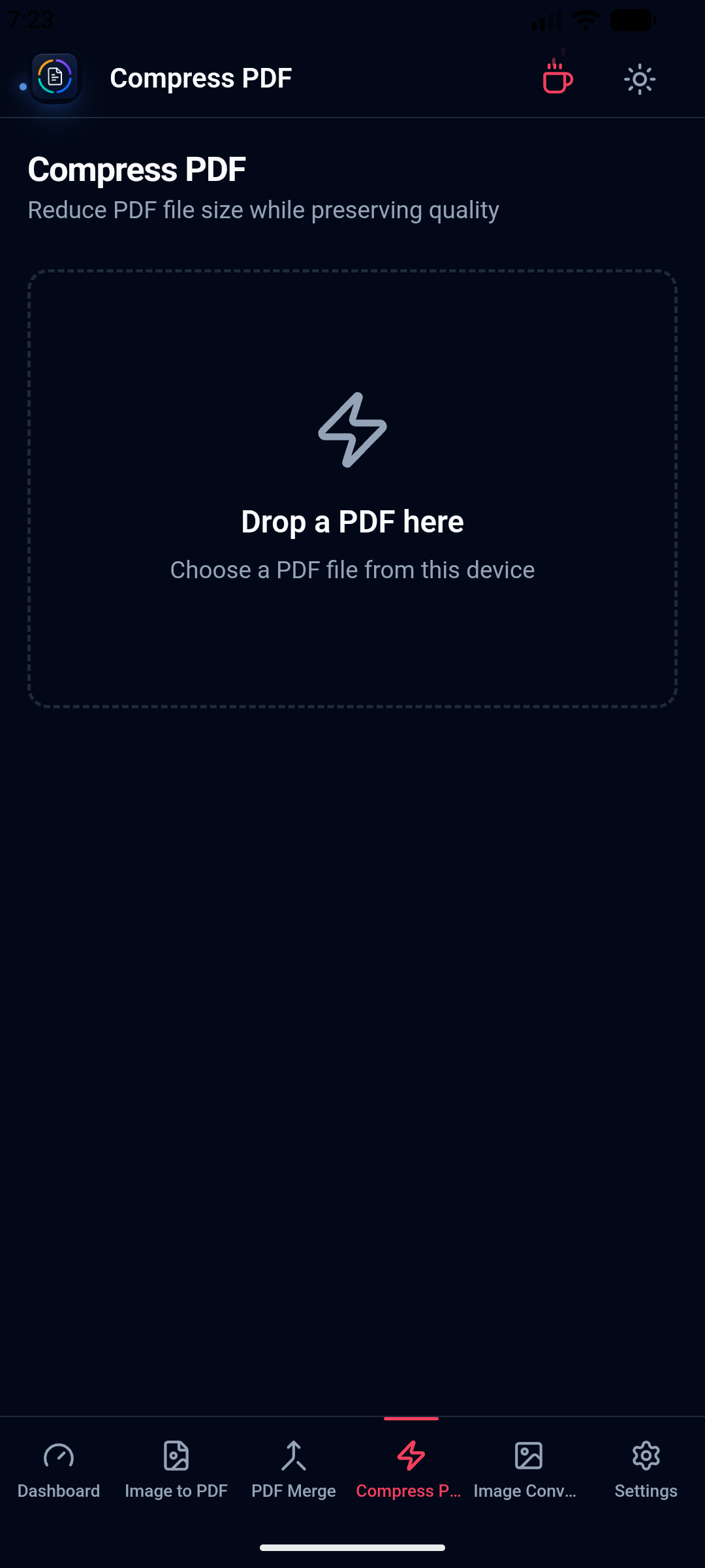 Orenvo PDF compress view on Android