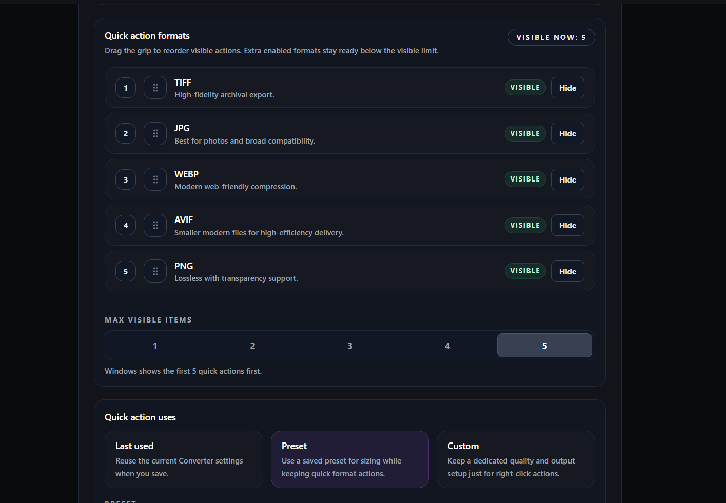 Orenvo Pro Explorer quick action format order