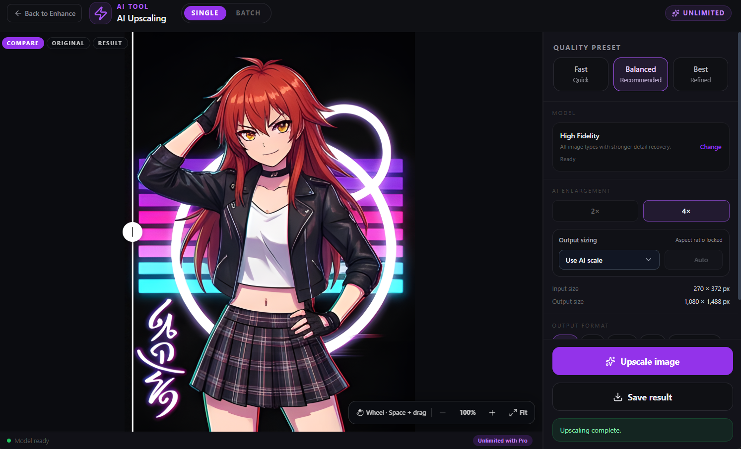 Orenvo Pro completed upscaling comparison
